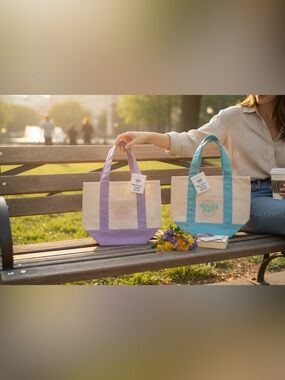 Trader Joe’s Mini Pastel Canvas Tote Bags – Set of 2, NWT